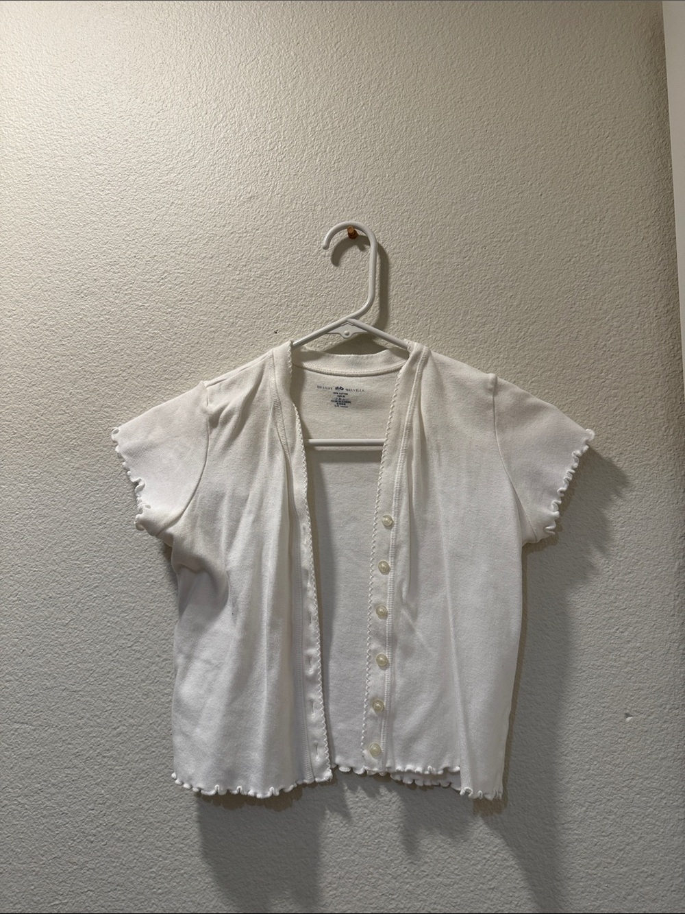 Brandy Melville White Short-Sleeve Button Cardigan Top